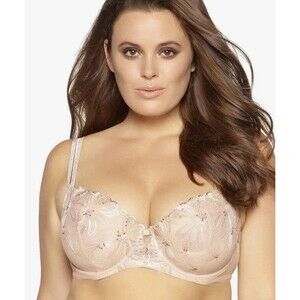 Paramour Ellie Unlined Bra Size 32DDD Nude Embroidered Sugar Baby Style 115009